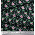 thumbnail image 2 of Soimoi Tissu Popeline de Coton Design Quatrefoil, Feuilles & Roses Imprimé Floral 1 Yard 42 Pouces de Large, 2 of 3