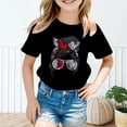 thumbnail image 2 of LUOGENLI T-Shirt pour Filles Enfant Filles Mignon Imprimé Graphique Col Rond Manche Courte Tee Été Décontracté T-Shirt Chandails pour Filles Tendance Été Court Noir 11-12 Ans, 2 of 5