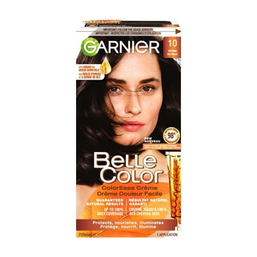 Garnier Belle Color Permanent Hair Dye, 10 Soft Black, 100% Grey Coverage, Enriched with Argan Oil and Wheat Germ Oils - 1 Application