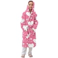 thumbnail image 1 of RXMEKW Velvet Hooded Bathrobe For Girls Long Sleeve Sleepwear Pajama Set With Button Closure, 1 of 7