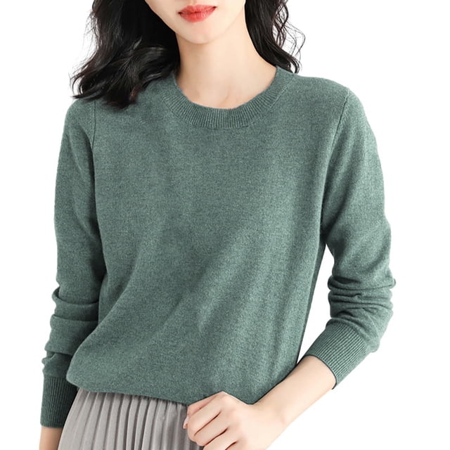 Duoif Chandails pour Femmes Chandails Légers Tendance pour Femmes Manches Longues Col Rond Léger Doux Tricoté Chandail Blouse Tricotée Chandails pour Femmes Hauts pour Femmes Bleu P
