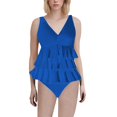 thumbnail image 1 of Duoif Maillot de Bain une Pièce pour Femme, Maillot de Bain pour Femme à Volants, Maillot Gainant Couvrant, Robe de Bain Rétro, Tenue de Bain, Maillots de Bain pour Femme, Maillots Gainants pour Femme Bleu TTG, 1 of 4