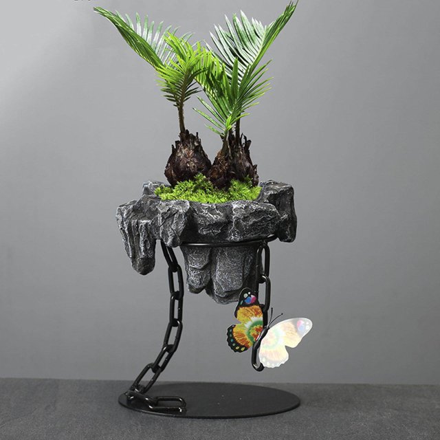 serony Plant Pot Garden Planter Container Flower Succulent Pot Air Bonsai Pot Rockery Plant Table Succulent Container with Dish