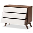 thumbnail image 3 of Baxton Studio Hildon 3 Drawer Chest in White and Walnut Brown, 3 of 7