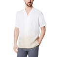 thumbnail image 1 of Tasso Elba Men’s Ombré Camp Collar Linen Shirts, White, Large, 1 of 2