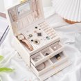 thumbnail image 1 of Vaidha Jewelry Box With Lock And Mirror Jewelry Organizer Storage Case With 3-Layers Display For Earrings Bracelets Rings Watches, 1 of 7