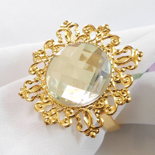 ZiDeTang 100pcs Rhinestone Metal Napkin Ring Acrylic Napkin Holder