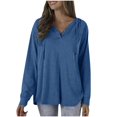 thumbnail image 1 of GigrtiJin Womens Oversized V-Neck Tops 2025 Trendy Long Sleeve Solid Color Blouses Button Decor Casual Shirts, 1 of 4