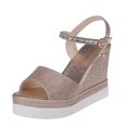 thumbnail image 2 of LSLJS Summer Ladies Shoes Fish Mouth Medium Wedge Heel Metal Buckle Women's Sandals, 2 of 5