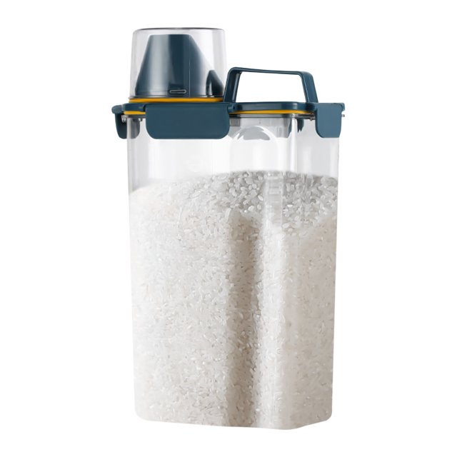 Rice Storage Container 3 L Plastic Transparent Food Storage Tank with Measurement Marks for Oatmeal Cereal Pasta Flour
