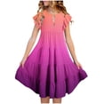 thumbnail image 1 of RXIRUCGD 2025 Vêtements d'Été pour Enfants Mode Filles Nouvelle Robe d'Été à Manches Courtes Poches à Volants Col Rond Imprimé, 1 of 4