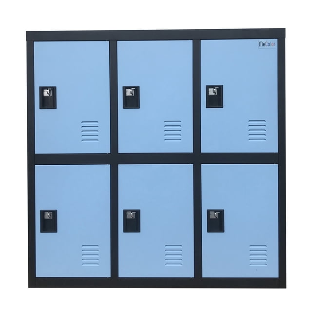 Mecolor Furniture 6 Door Staff Locker with Lock Latch, Office Cabinet for Books Files Lunch Boxes Storage