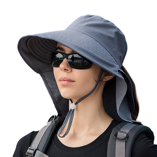 CSChome Fisherman Hat Wide Brim Shawl Design Windproof Fisherman Hat Lightweight Ponytail Visor Hat
