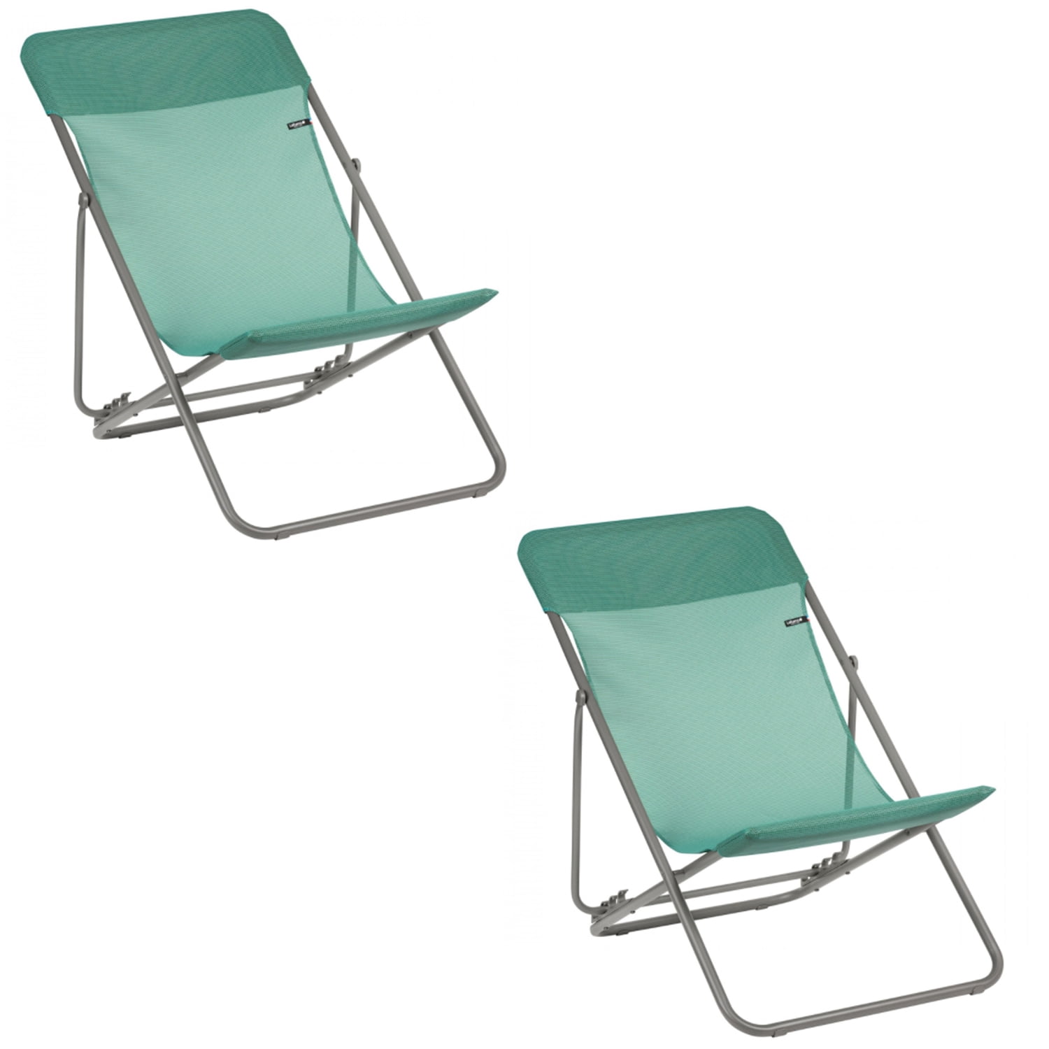 Lafuma Maxi Transat Chaise à Sangle Pliante de Camping en Maille d'Acier, Chlorophylle (Lot de 2)