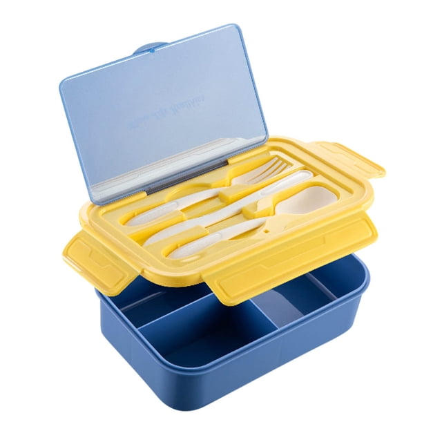 Wamans Bento Box for Adults Plastic Lunch Box Fresh-Keeping Box Microwave Oven Heating Sealed Thermal Insulation Bento Box Lunch Box with Tableware Clearance Items