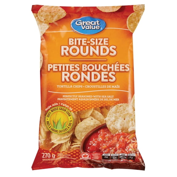 Croustilles de maïs Great Value à petites bouchées rondes