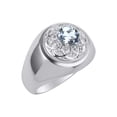 thumbnail image 3 of RYLOS Men's Rings 14K White Gold Designer Gypsy 7MM Round Gemstone & Diamond Ring Aquamarine March Birthstone Rings Size 11, 3 of 6