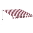 thumbnail image 1 of Outsunny Auvent Rétractable 10 Pieds x 8 Pieds avec Manivelle, Rayure Rouge Vin, 1 of 10