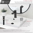 thumbnail image 4 of Stylish Top Mount 20 ¼"W x 16"D Rectangular Porcelain Bathroom Sink with 2 Accessories P-210H, 4 of 12