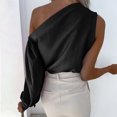 thumbnail image 3 of Pompotops Mode Femmes Solide une Épaule Manches Longues Chemises Décontractées Tops, 3 of 8