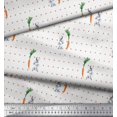 thumbnail image 3 of Soimoi Poly Georgette Fabric Carrot & Rabbit Dots Print Fabric by the Yard 52 Inch Wide, 3 of 5