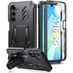 AQWAL-pour Samsung Galaxy A16-5G Cas : Protection contre la chute militaire avec Kickstand Textured Textured Shockproof TPU | Étui de protection pour téléphone fixe (noir)