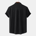 thumbnail image 4 of cfhntfmh Cotton Linen Shirts for Men Summer Short Sleeve Button up Beach T-Shirts Lightweight Solid Collared Tops, 4 of 7