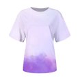 thumbnail image 4 of Pompotops T-shirt Imprimé pour Femme, Manches Courtes, Blouse à Col Rond, Hauts Décontractés, Liquidation, 4 of 5