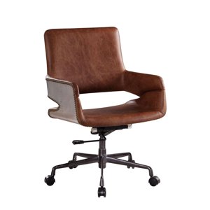 ACME Kamau Chaise du bureau exécutif en cuir de coco haut grain Vintage