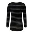 thumbnail image 5 of CEHVOM T-shirt Ample Décontracté à Manches Longues pour Femmes, Col en V, Imprimé à Rayures, Mode, 5 of 5