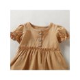 thumbnail image 4 of Faithtur Nouveau-Né Fille Manches Courtes Romper, Bouton de Couleur Unie Col Rond Robe Patchwork Style Playsuit, Casual Simple Body, 4 of 9