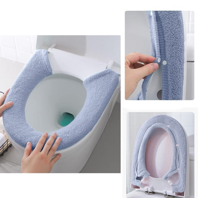 Birdeem Housse de Siège de Toilette Salle de Bain Douce Plus Épaisse Réchauffeur avec Boutons-Pression Tissu Extensible Lavable Housses de Siège de Toilette Réutilisables Installation Facile Nettoyage