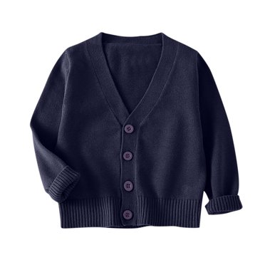 ZACPNCV Baby Toddler Girls Boys Sweater Cardigan Long Sleeve Button Down Solid Knit Cardigan School Uniforms Navy 4-5 Years