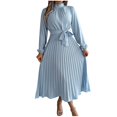 thumbnail image 1 of Birdeem Robes pour Femmes Manches Longues Mode Couleur Unie Col Montant Taille Robes Manches Longues pour Femmes, 1 of 5