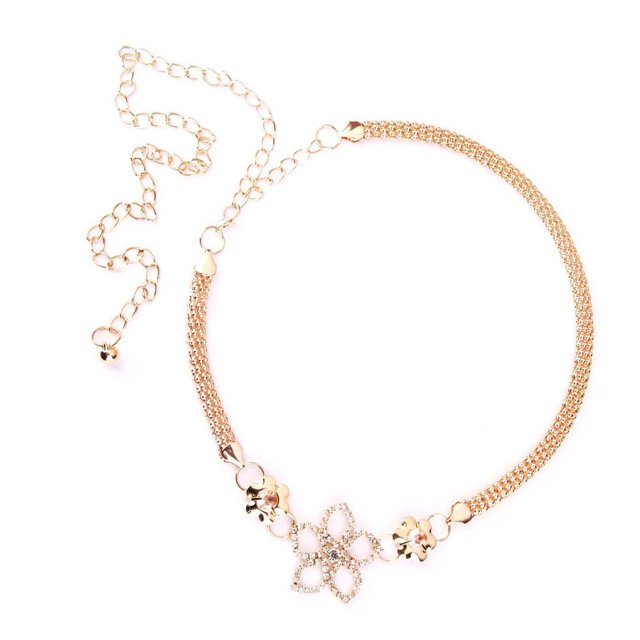 Ceinture Chaîne de Taille pour Femme à Fleurs en Or