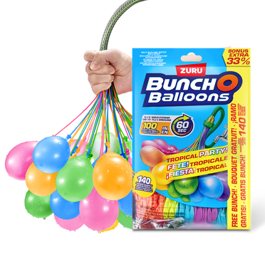 Bunch O Balloons Tropical Party Free Bunch. 140 Rapid-Filling Self-Sealing Water Balloons (3+1 Pack) by ZURU, Water Balloon for the whole Family. Kids, Teens and Adults