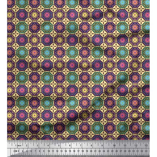 Soimoi Poly Georgette Fabric Floral Mandala Printed Craft Fabric by The Yard 52 Inch Wide