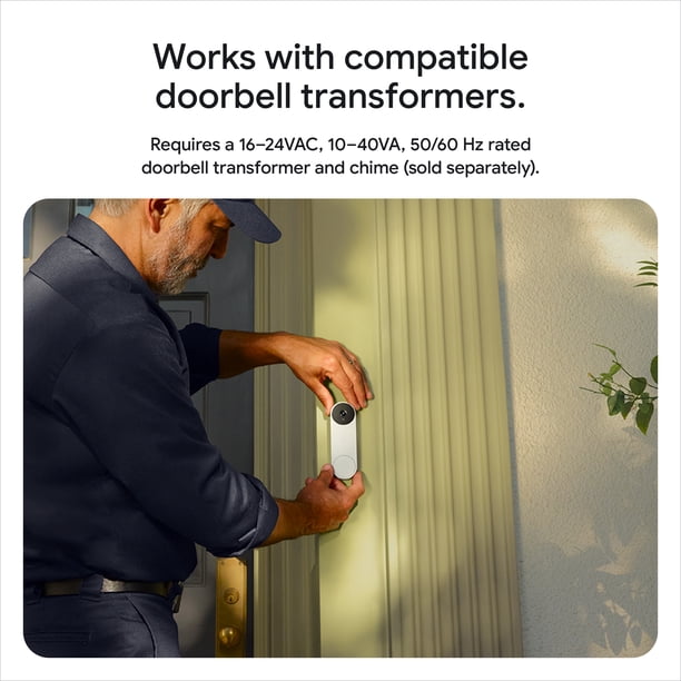 Google Nest Doorbell (Wired, 3rd Gen) - 2K Video and Gemini - Snow