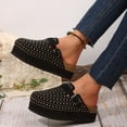 thumbnail image 4 of Dakaela Women's Suede Clogs Cork Footbed Sandals Comfort Platform Mules Rhinestone Slip on Slippers, 4 of 7