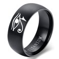 thumbnail image 2 of GODS EYE SIGNET RING FOR MEN TITANIUM STEEL BLACK EGYPTIAN EYE OF GOD HORUS UDJAT ILLUMINATI TRIQUETRA RING M730JR2020-8RB 10, 2 of 6