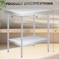 thumbnail image 3 of 30" x 24" Stainless Steel Prep Table with Adjustable Undershelf, Heavy Duty Commercial Kitchen Table, for Restaurants, Home, Outdoor, 3 of 7