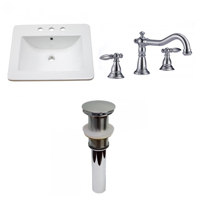 American Imaginations 21-in. W 3H8-in. Ceramic Top Set In White Color - Drain Incl. AI-33089