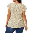 thumbnail image 4 of Agnes Orinda Hauts Floraux pour Femmes Grande Taille Col Rond Manches Courtes Évasées Blouse Décontractée Printemps Été 2X Rose, 4 of 8