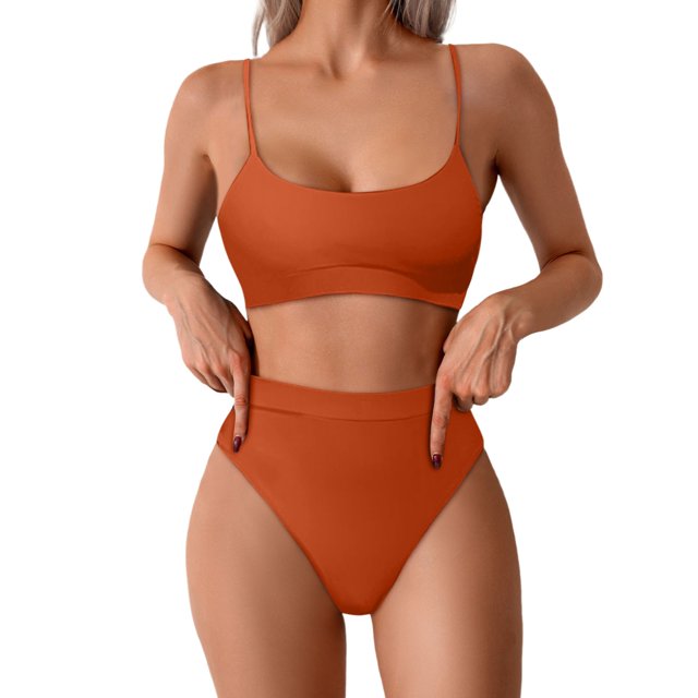 Womens High Waisted Swimsuits Bottom Padded Bathing Suits Bikini Sets Top Two Piece Swimwear Swimwears Tankinis Set L