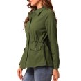 thumbnail image 4 of INSPIRE CHIC Women's Drawstring Waist Flap Pocket Zip Button Utility Jacket, 4 of 6