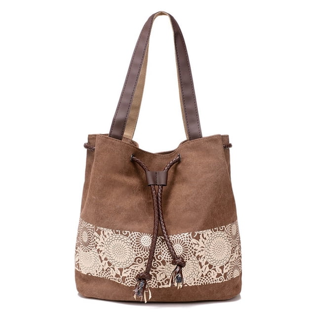 Sac à Bandoulière pour Femmes Mode Rétro Sac Fourre-Tout en Toile Sac à Bandoulière pour Magasinage