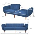 thumbnail image 2 of Costway Convertible Futon Sofa Bed Adjustable Couch Sleeper w/ Wood Legs Navy, 2 of 10