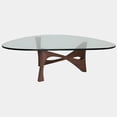 thumbnail image 1 of Table basse en noyer avec plateau en verre, 1 of 4