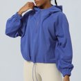 thumbnail image 2 of AherBiu Chandails à Capuchon pour Femmes, Demi-Glissière, Chandail à Enfiler à Cordon, Hauts de Sport Courts avec Poches, 2 of 6