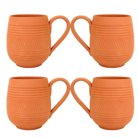 Handcrafted Mitti Clay Tea Cups Coffee Mug | Handmade Earthen Clay Tea Cup Set Chai Ke Cup - Coffee Mug Set Of 4